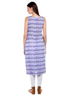 Blue printed polyester kurtas-and-kurtis 2