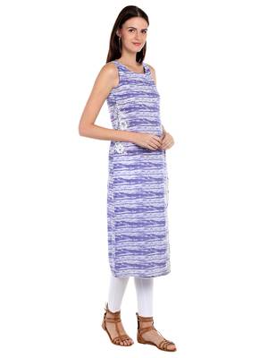 Blue printed polyester kurtas-and-kurtis 3