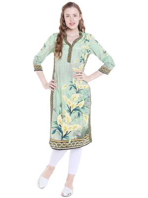 Green printed polyester kurtas-and-kurtis 1