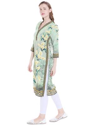 Green printed polyester kurtas-and-kurtis 3