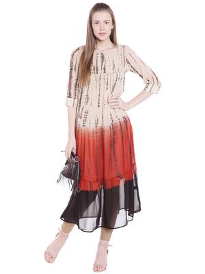 Orange printed polyester kurtas-and-kurtis 1