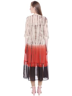 Orange printed polyester kurtas-and-kurtis 2