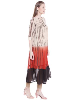 Orange printed polyester kurtas-and-kurtis 4