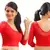 Red Lace Crochet Stretchable Blouse And Crop Top