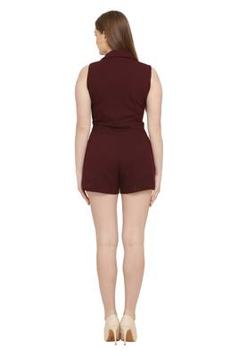 Maroon Color scuba crepe Fabric Jumsuit 5
