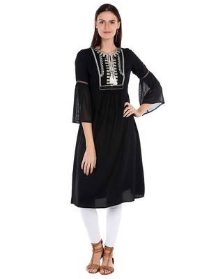 Black printed viscose kurtas-and-kurtis 1