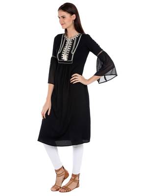 Black printed viscose kurtas-and-kurtis 2