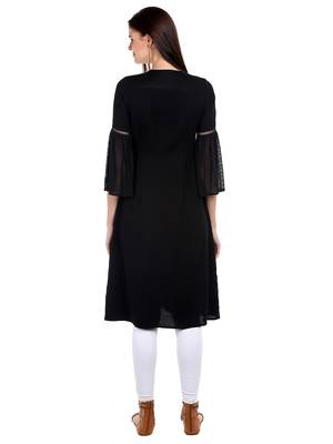 Black printed viscose kurtas-and-kurtis 3