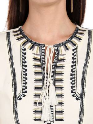 Off white printed viscose kurtas-and-kurtis 5