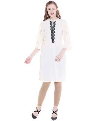 Off white printed polyester kurtas-and-kurtis 1