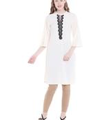 Off white printed polyester kurtas-and-kurtis