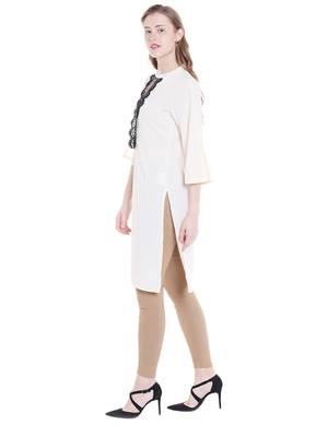 Off white printed polyester kurtas-and-kurtis 3