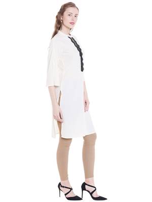 Off white printed polyester kurtas-and-kurtis 4