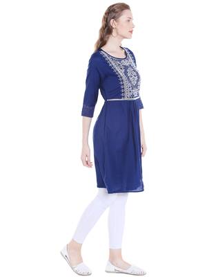 Blue printed polyester kurtas-and-kurtis 3