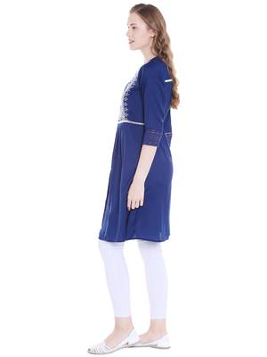 Blue printed polyester kurtas-and-kurtis 4
