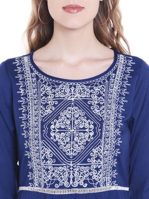 Blue printed polyester kurtas-and-kurtis 5