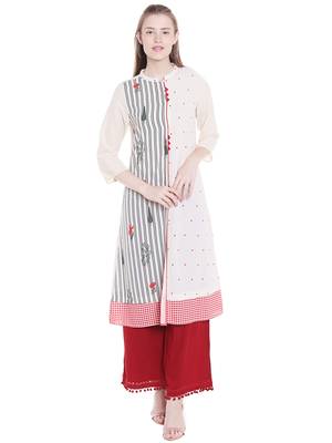 Off white printed cotton kurtas-and-kurtis 1