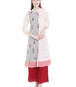Off white printed cotton kurtas-and-kurtis
