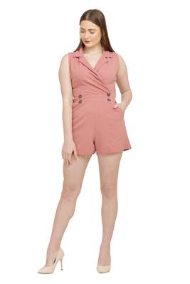 Peach Color scuba crepe Fabric Jumsuit 1