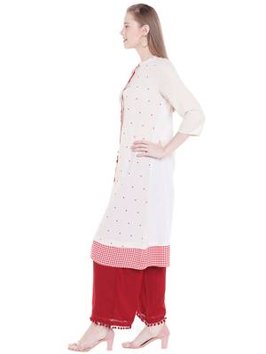 Off white printed cotton kurtas-and-kurtis 4