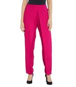 Hot Pink Solid Straight Fit Pants