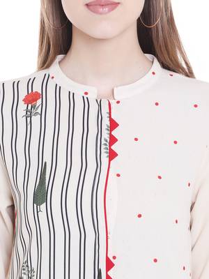Off white printed cotton kurtas-and-kurtis 5