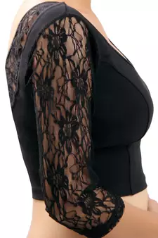 Black Lace(Net Will Vary Slightly) Crochet Stretchable Blouse And Crop Top