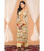 Orange Jaal Kurta with Lace and Scalloped pants