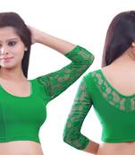 Green Lace Crochet Stretchable Blouse And Crop Top