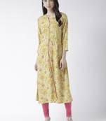 Green printed viscose kurtas-and-kurtis