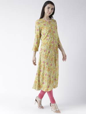 Green printed viscose kurtas-and-kurtis 3