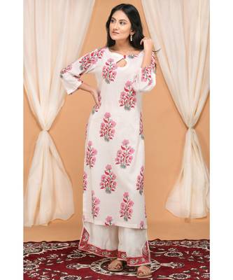 Red and Pink Floral Jaal Dupatta set with SlitPants 2