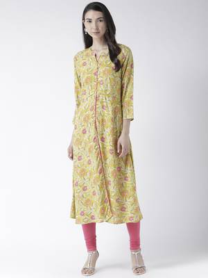 Green printed viscose kurtas-and-kurtis 5