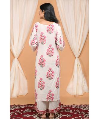 Red and Pink Floral Jaal Dupatta set with SlitPants 5
