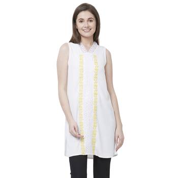 Off white printed polyester kurtas-and-kurtis 1