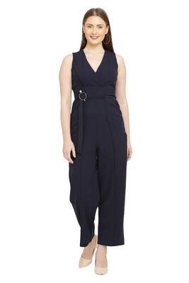 Navy Blue Color scuba crepe Fabric Jumsuit 1