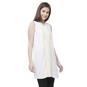 Off white printed polyester kurtas-and-kurtis 2