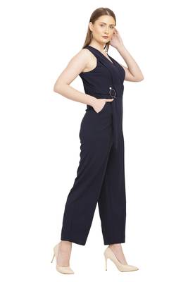Navy Blue Color scuba crepe Fabric Jumsuit 2