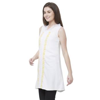 Off white printed polyester kurtas-and-kurtis 3