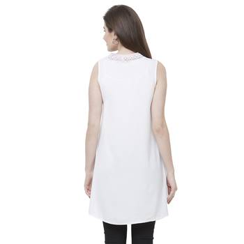 Off white printed polyester kurtas-and-kurtis 4