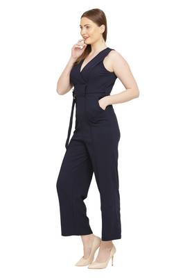 Navy Blue Color scuba crepe Fabric Jumsuit 3