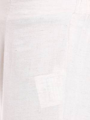 Off White Solid Pants With Lace At Bottom 4