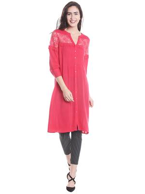 Pink printed viscose kurtas-and-kurtis 1