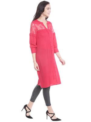 Pink printed viscose kurtas-and-kurtis 2