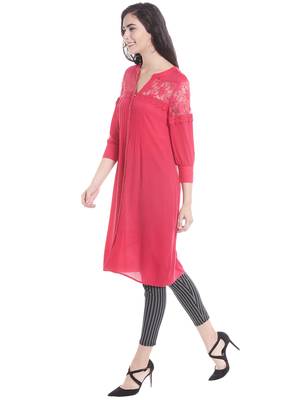 Pink printed viscose kurtas-and-kurtis 3