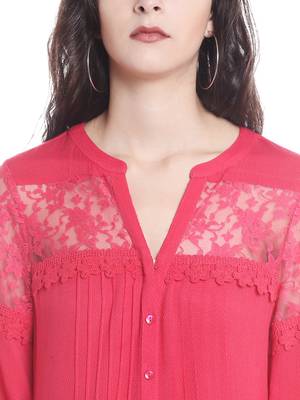 Pink printed viscose kurtas-and-kurtis 5