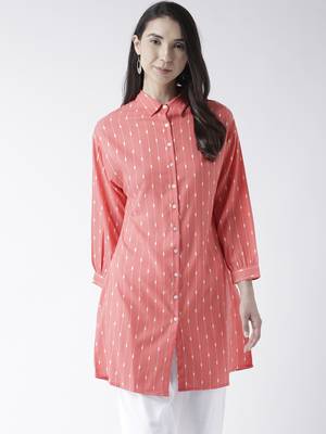 Pink printed polyester kurtas-and-kurtis 1