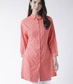 Pink printed polyester kurtas-and-kurtis