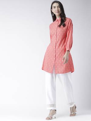 Pink printed polyester kurtas-and-kurtis 3