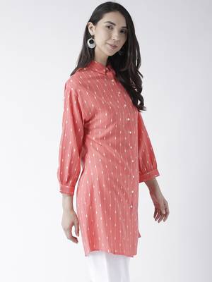 Pink printed polyester kurtas-and-kurtis 4